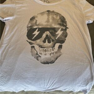 Chaser Pre Loved Graphic Skull Print White T-Shirt